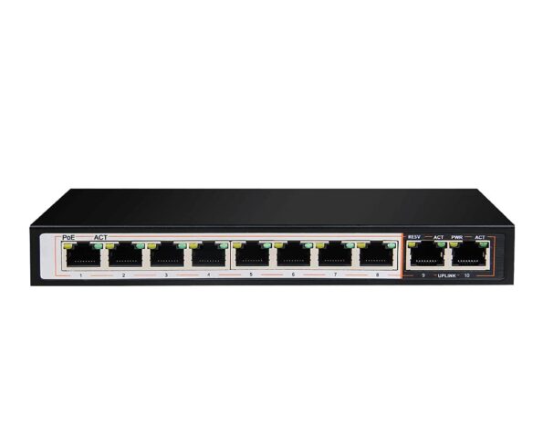 D-Link 8 Port Gigabit PoE Switch - 8 PoE+ 2 Uplink Port 250m DGS-F1010P-E